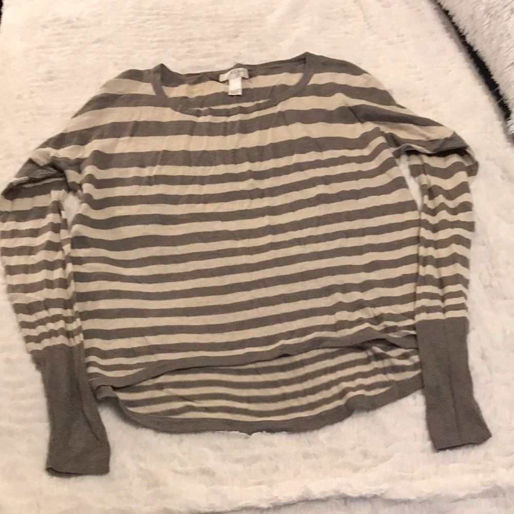 Tan and gray-ish green striped sweater